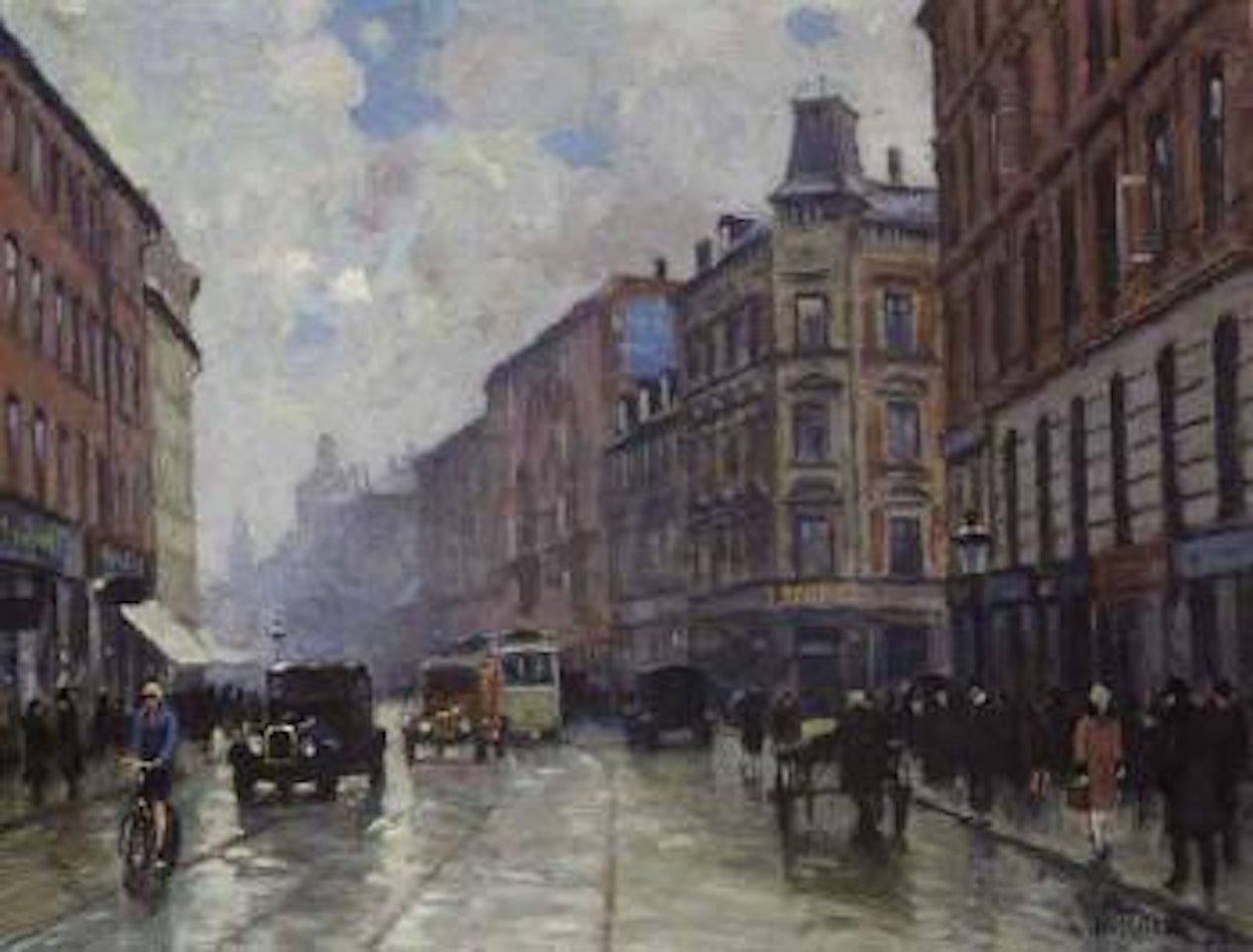 Street scene - the corner of Norrebrogade and Griffenfeldtsgade by Paul Fischer