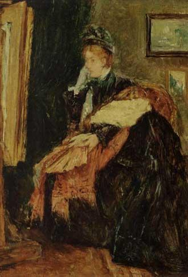 Elegant lady seated on a chair by Alfred Stevens