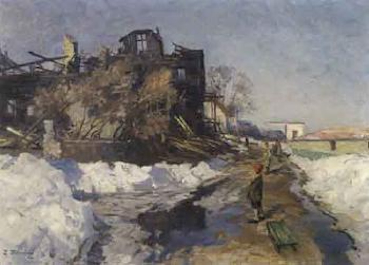The seaside hotel in Aasgaardstrand after the fire in April 1941 by Even Ulving