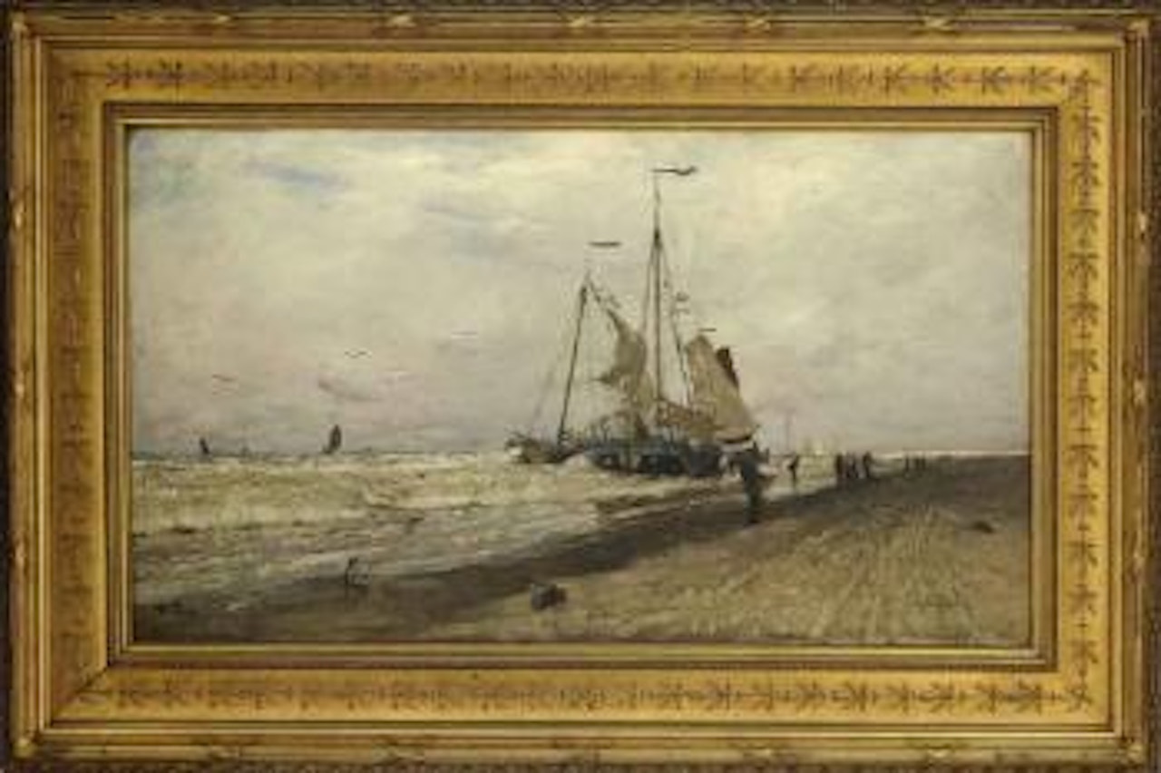 Boats by the coast by Fritz Thaulow