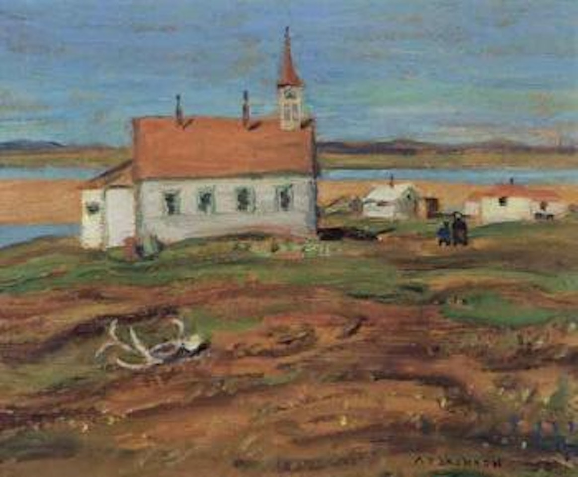 Village church. Riverside village by Alexander Young Jackson