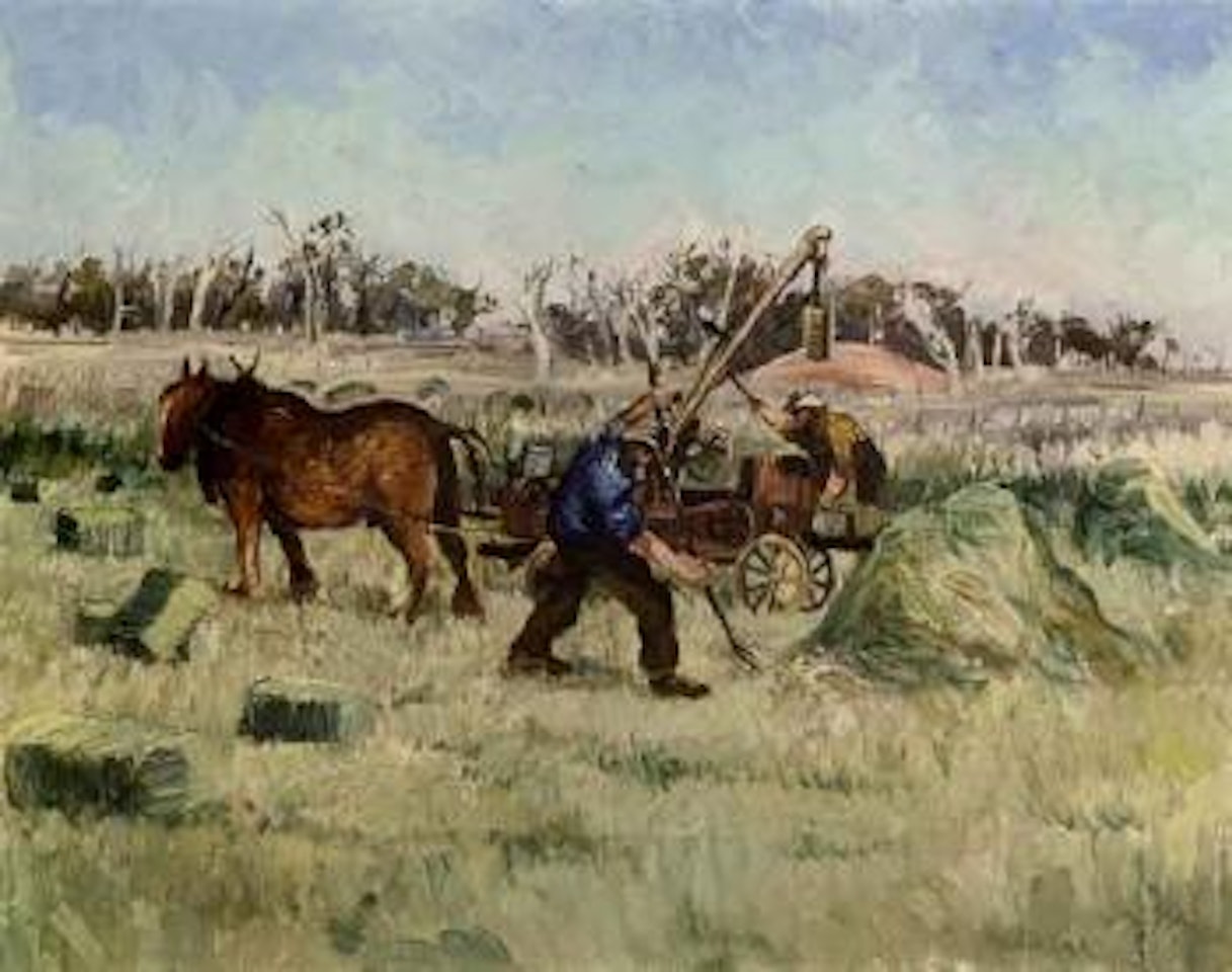 Landscape with baler by Arthur Merric Bloomfield Boyd