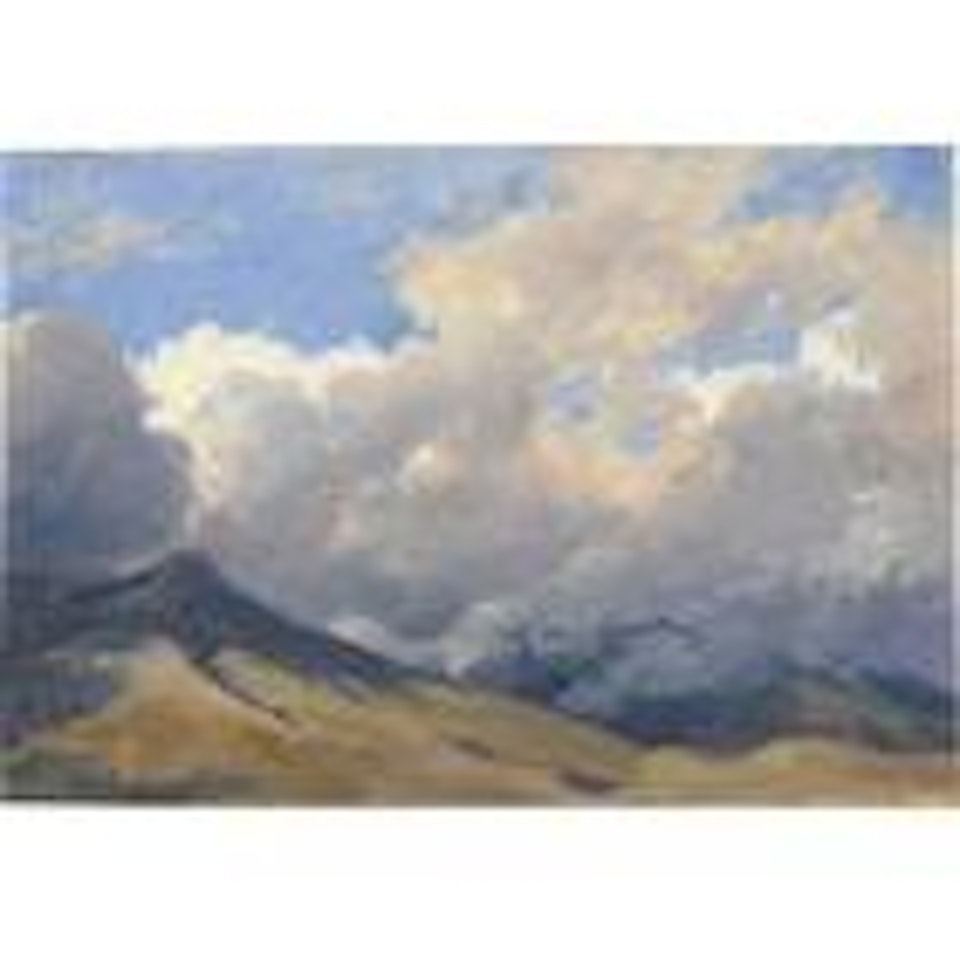 Mountain landscape with clouds by English School
