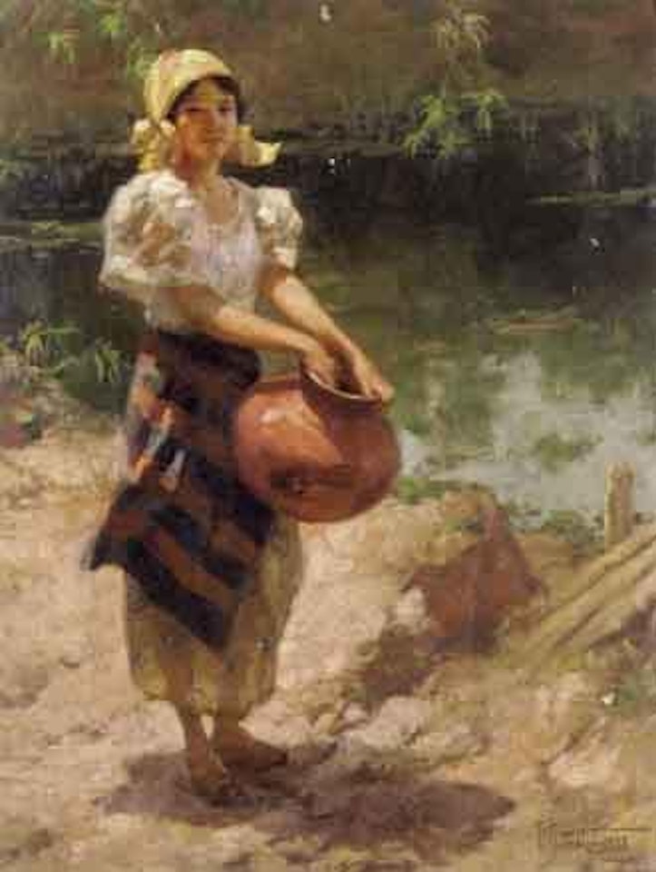 Girl by a rivers by Fernando Amorsolo