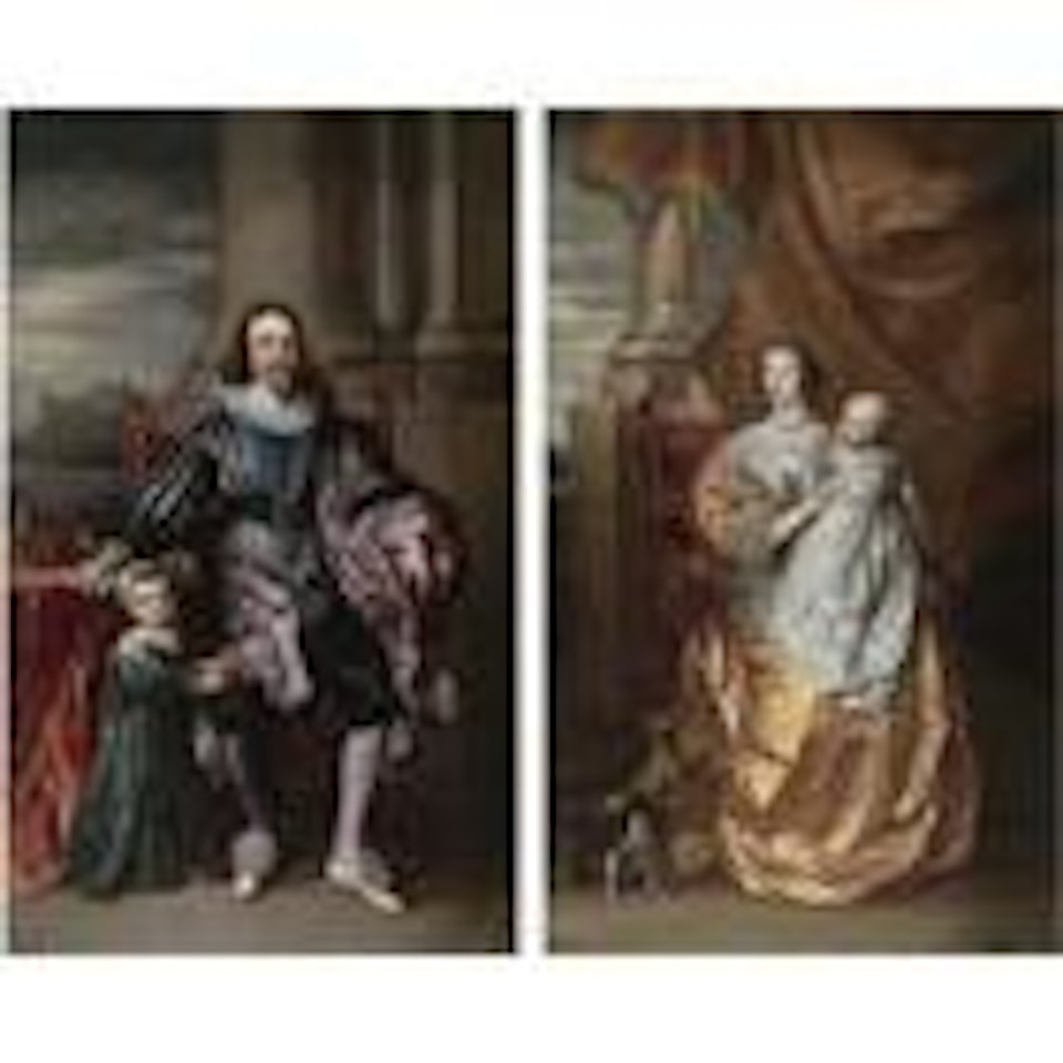 Portrait of King Charles I, with Charles, Prince of Wales. Portrait ofL30 Queen Henrietta Maria with Ma by Anthony van Dyck