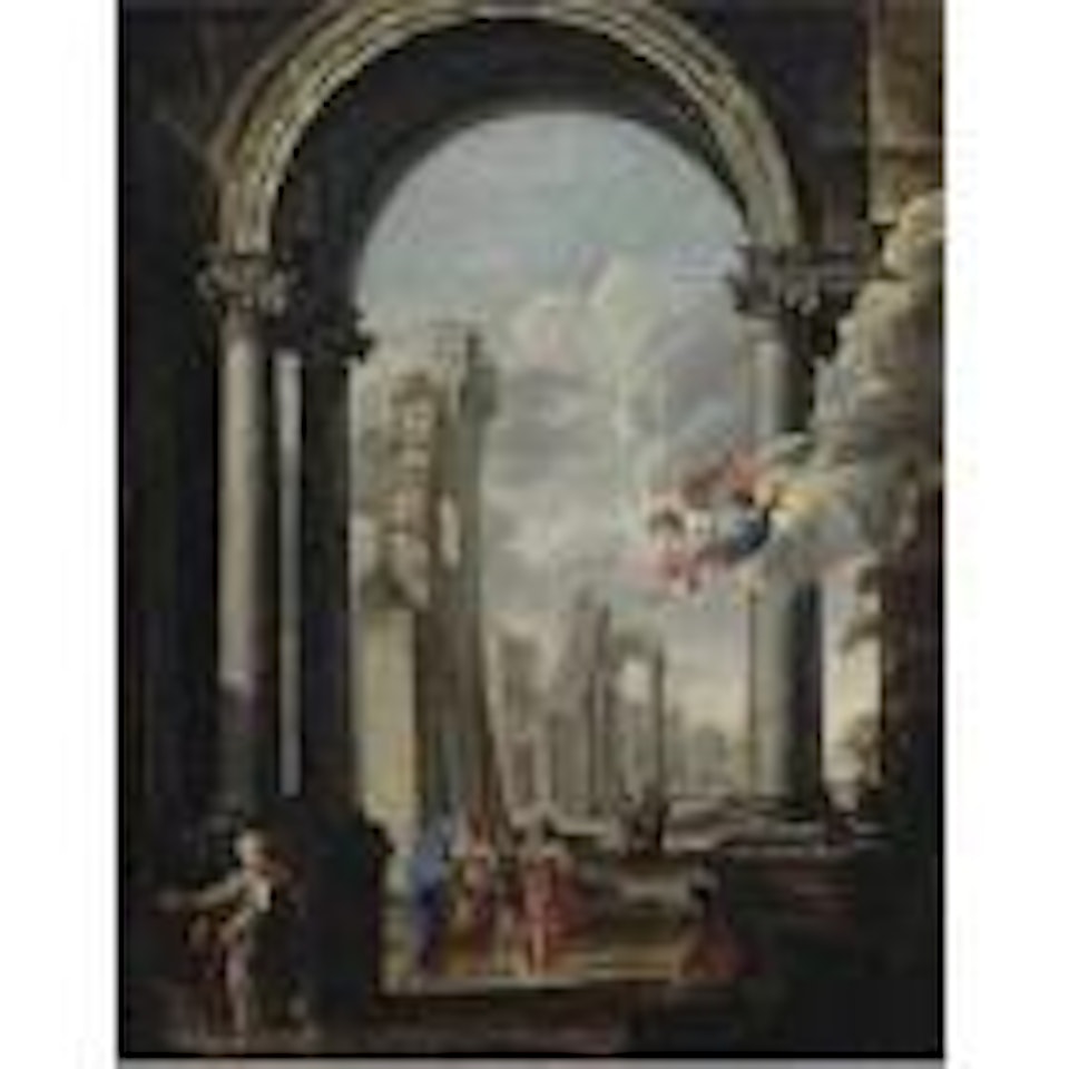 Architectural capriccio with the Holy Family by Viviano Codazzi