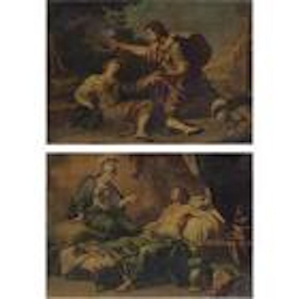Tancred Baptizing the dying Clorinda. Clorinda appearing to a Tancred in a dream by Italian School