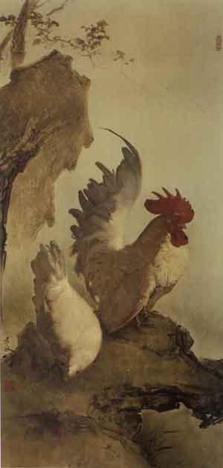 Rooster and hen by Lee Man Fong