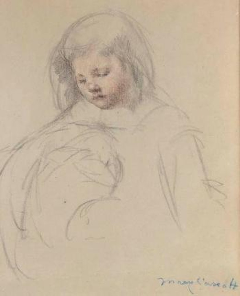 Sketch for Sara feeding her dog by Mary Cassatt