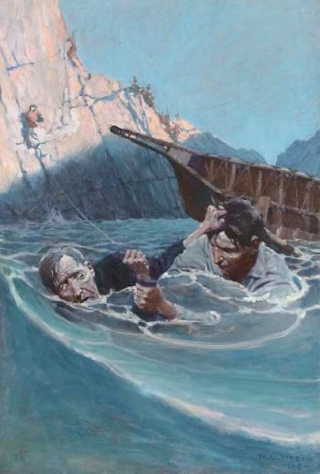Girl saw that Ivan had grappled with the floundering man by Newell Convers Wyeth