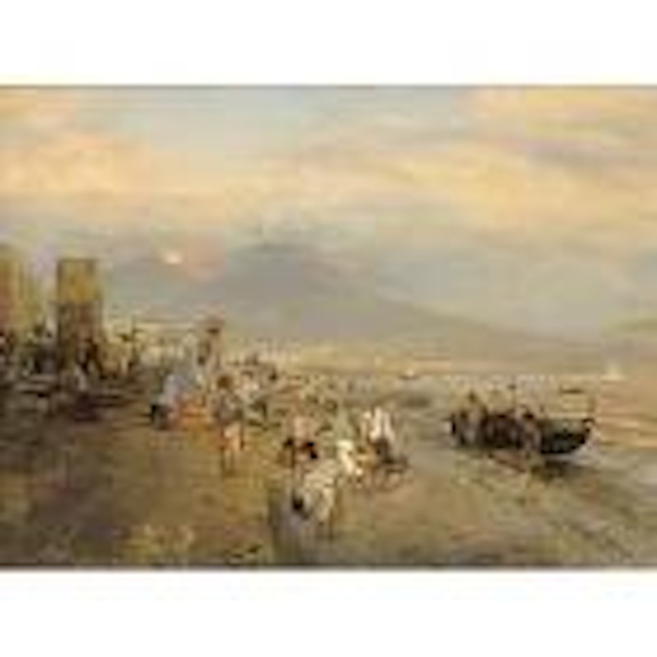 View of Naples at sunset by Oswald Achenbach