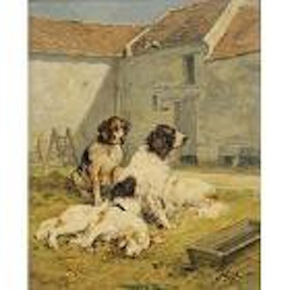 Chiens dans une cour de ferme by Olivier de Penne