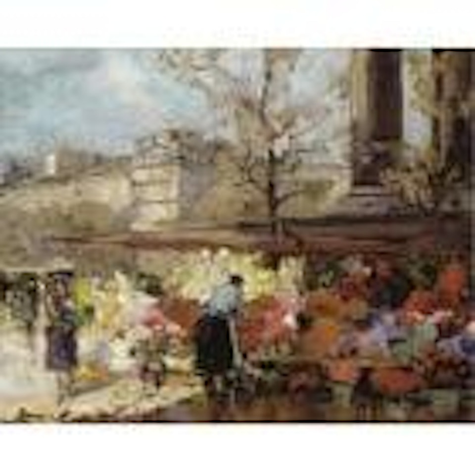 Flowers sellers at la Madeleine, Paris by Georgij Aleksandrovic Lapschin