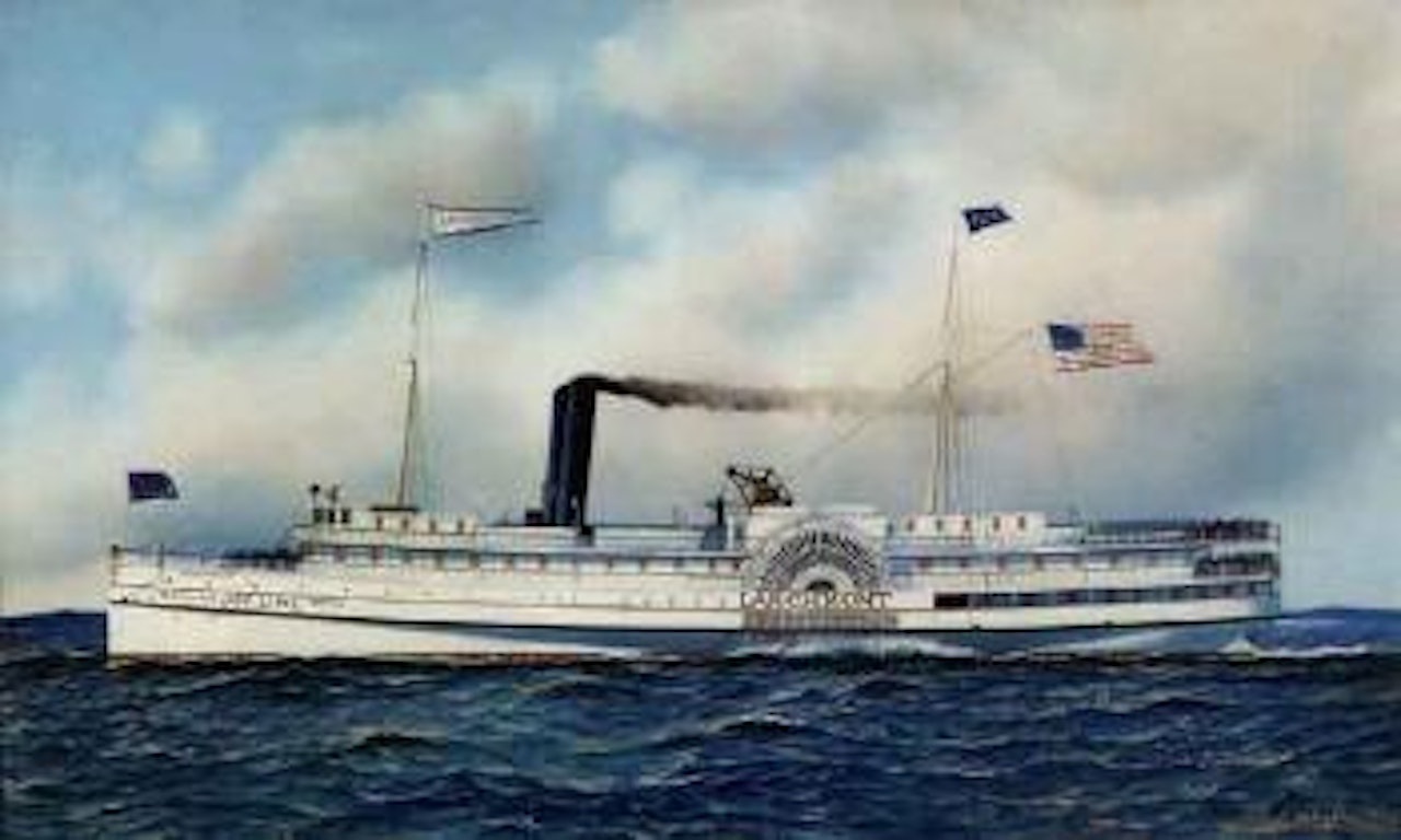Portrait of the Joy line steamship Larchmont by Antonio Jacobsen