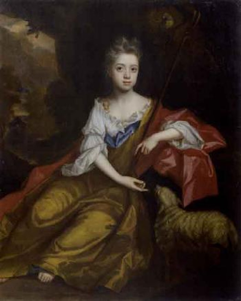 Portrait of a young girl as a shepherdess, in a gold dress by Sir Peter Lely