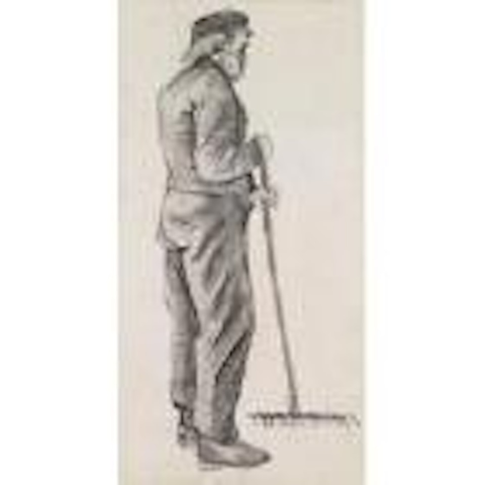 Almshouse man raking by Vincent van Gogh