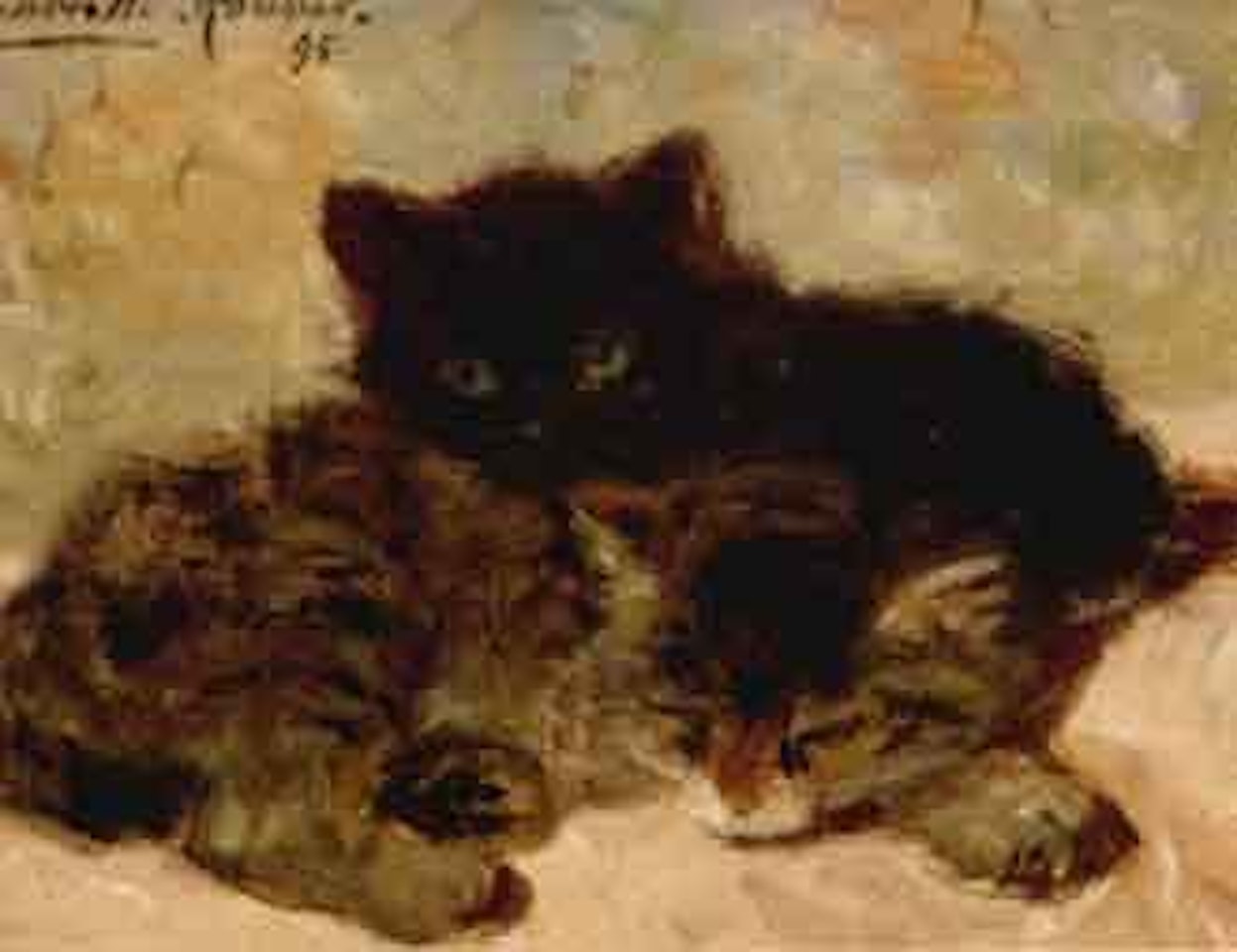 Two kittens by Henriette Ronner-Knip