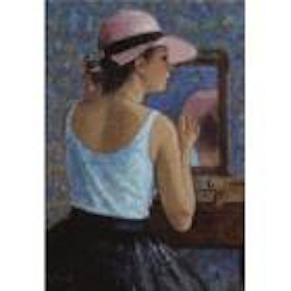 Marie-Lize a la capeline rose, devant la coiffeuse by François Gall