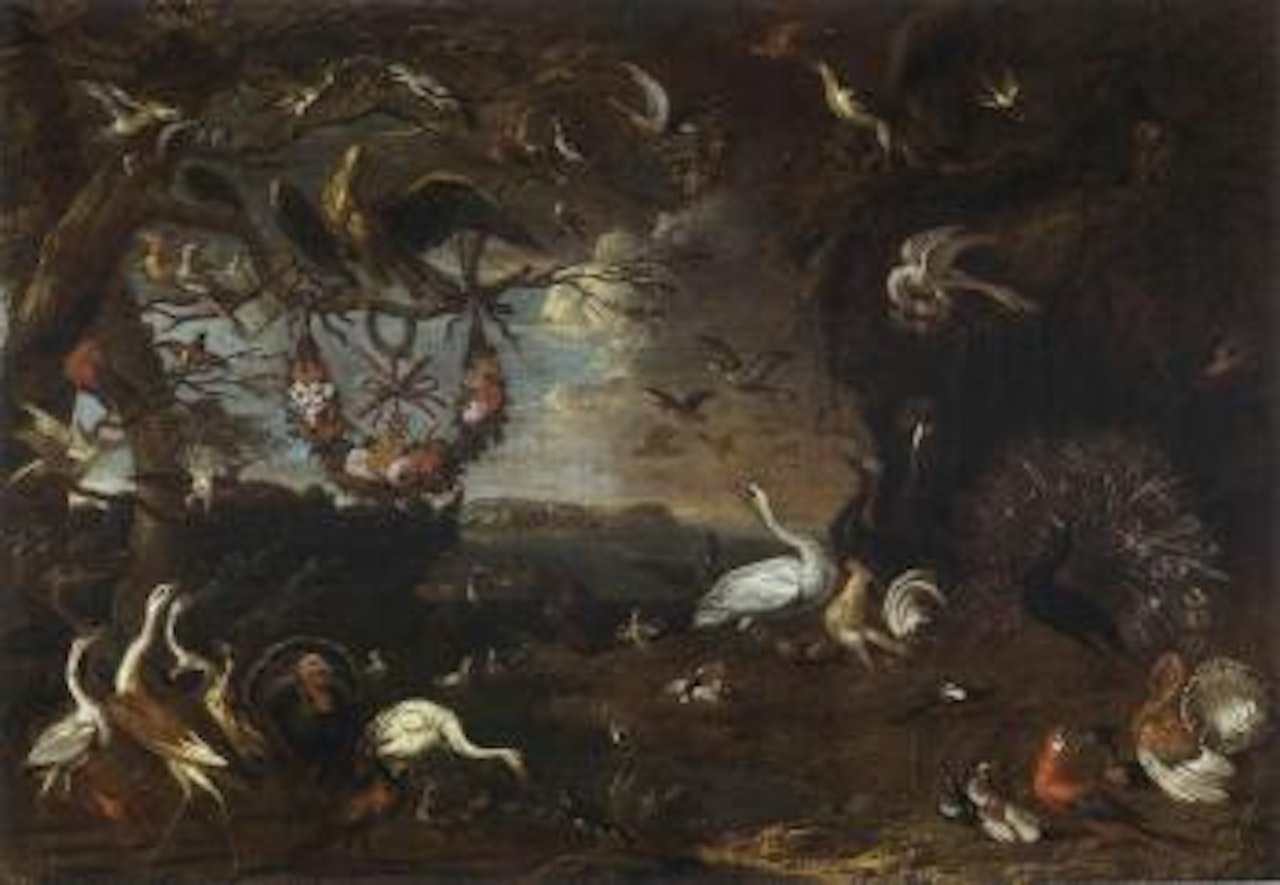 Allegory of the order of the knights of Malta with an eagle and other L20birds in a landscape by Jan Van Kessel The Elder