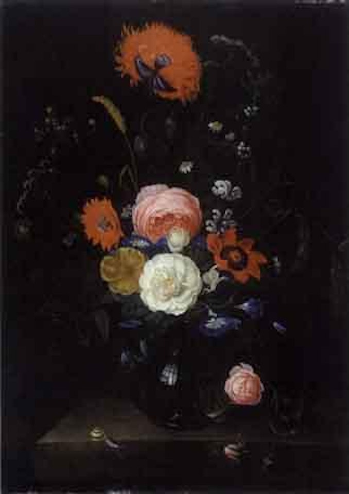 Bouquet de fleurs sur un entablement by Abraham Mignon