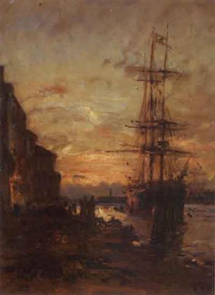 Voilier a quai a Venise by Félix Ziem