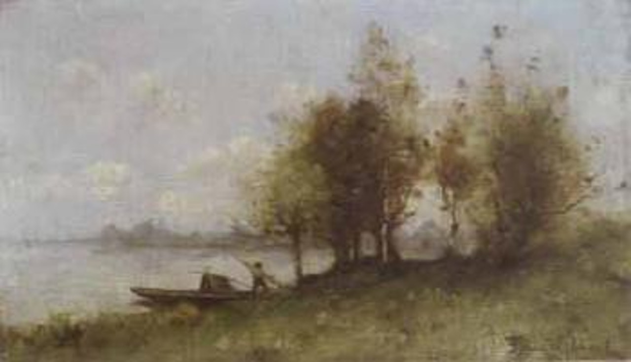 Barque au bord e l'eau by Paul Désiré Trouillebert