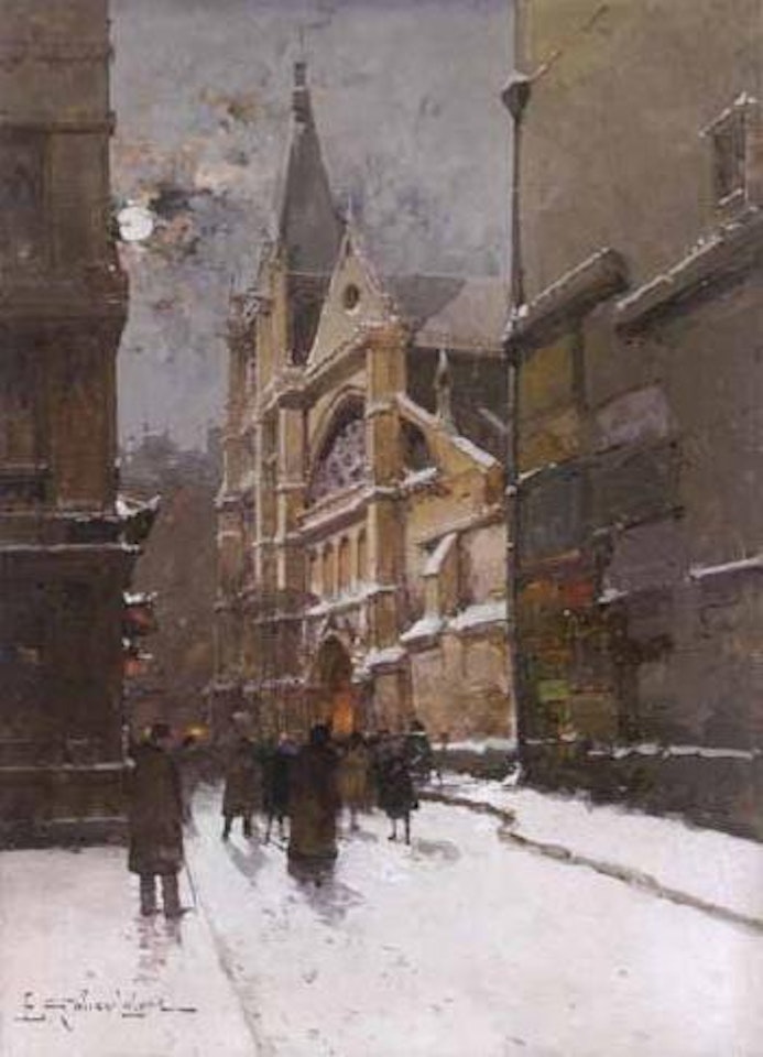 Messe de minuit a Saint Severin by Eugene Galien-Laloue