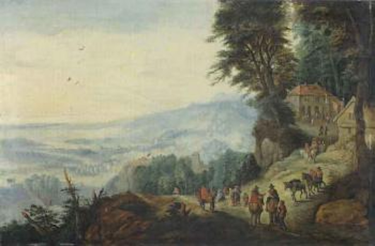 Paysage de la campagne flamande avec des voyageurs by Jan Brueghel the Younger