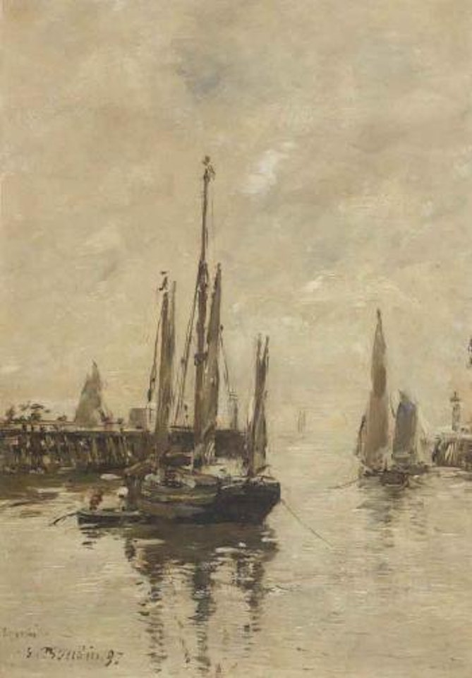 Trouville, les jetees, maree haute by Eugène Boudin