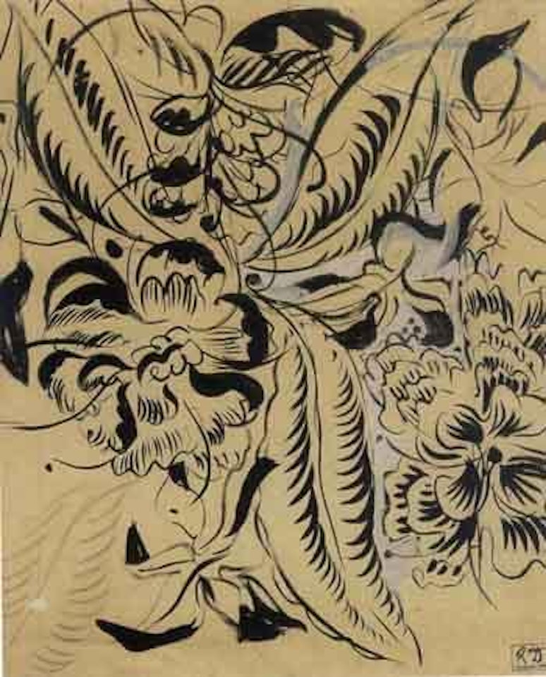 Sketch for material print with leaves and blossoms by Raoul Dufy