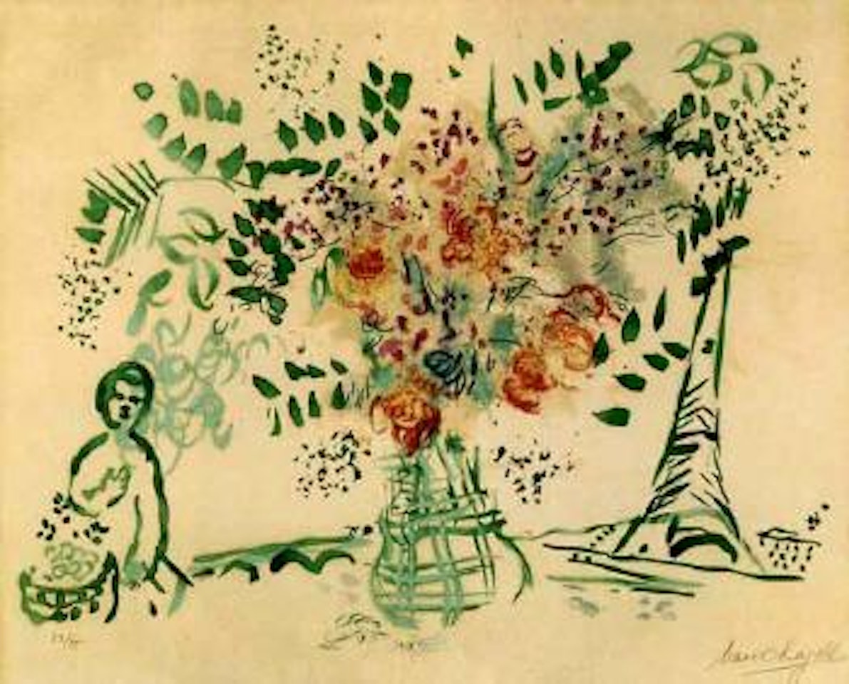 Le bouquet vert et violet by Marc Chagall