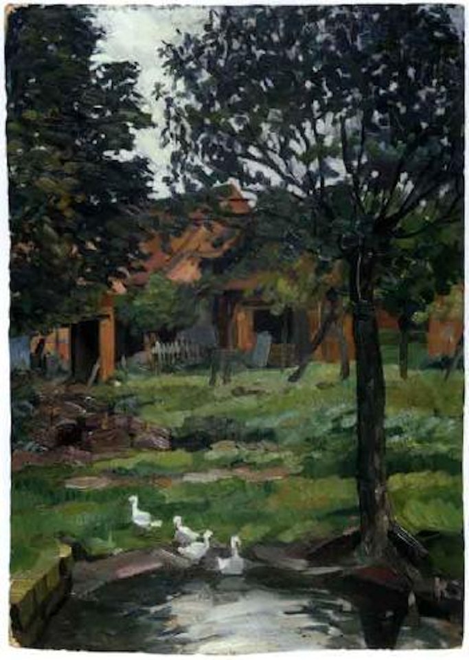 Farmstead with geese by Kurt Schwitters