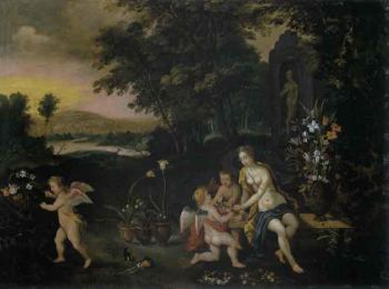Flora with putti in park landscape by Jan Brueghel the Younger