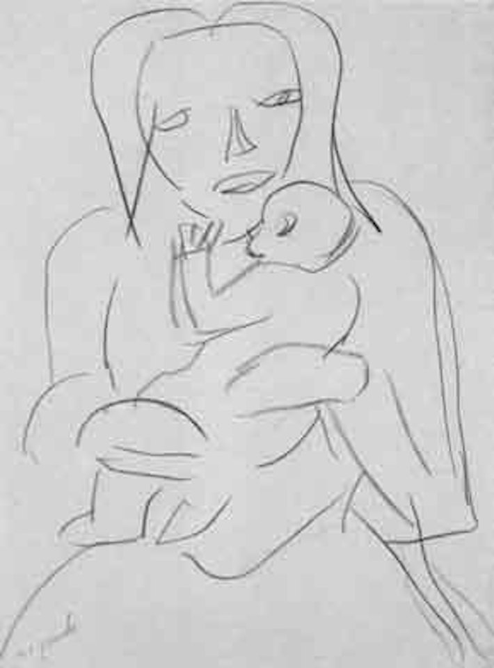 Untitled - mother and child by A.R. Penck