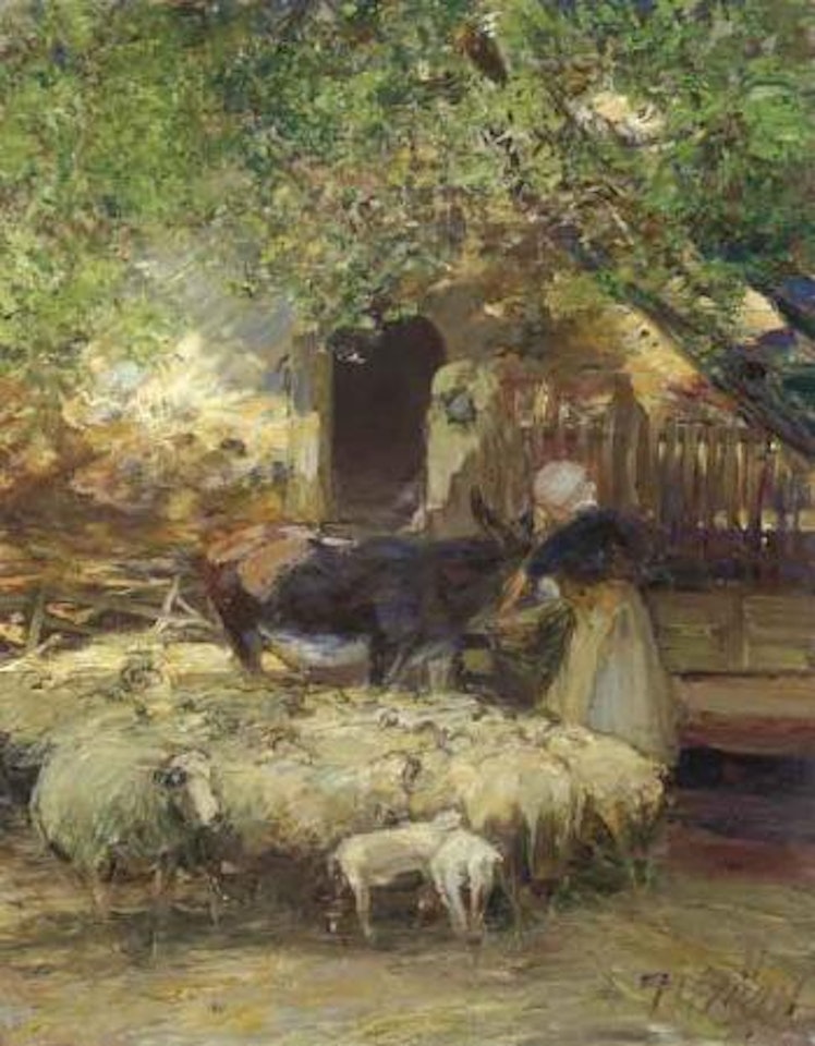 Feeding time by Heinrich von Zugel
