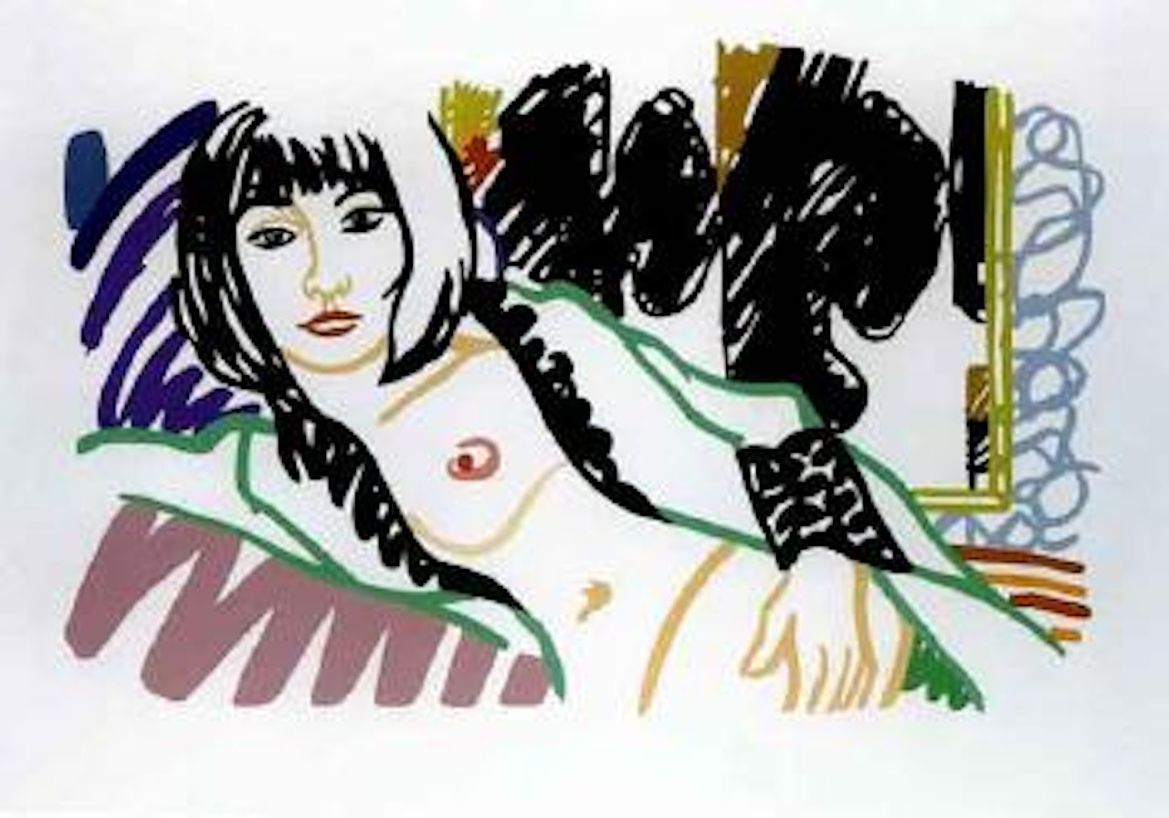 Monica in robe with Motherwell by Tom Wesselmann
