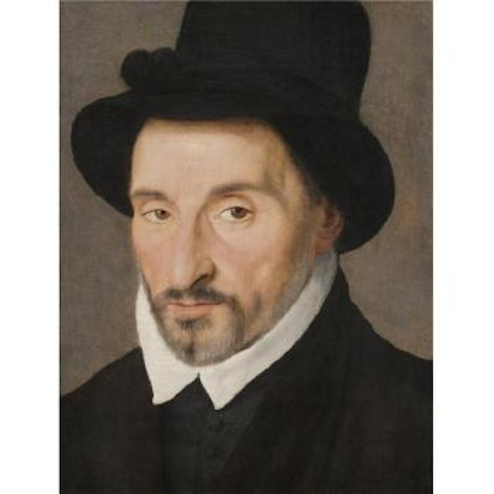 Portrait of gentleman, wearing a black tunic and black hat by Attributed to Francois Clouet