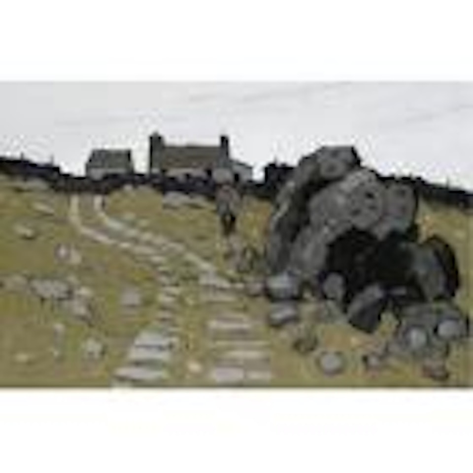 Man before cottage by Kyffin Williams