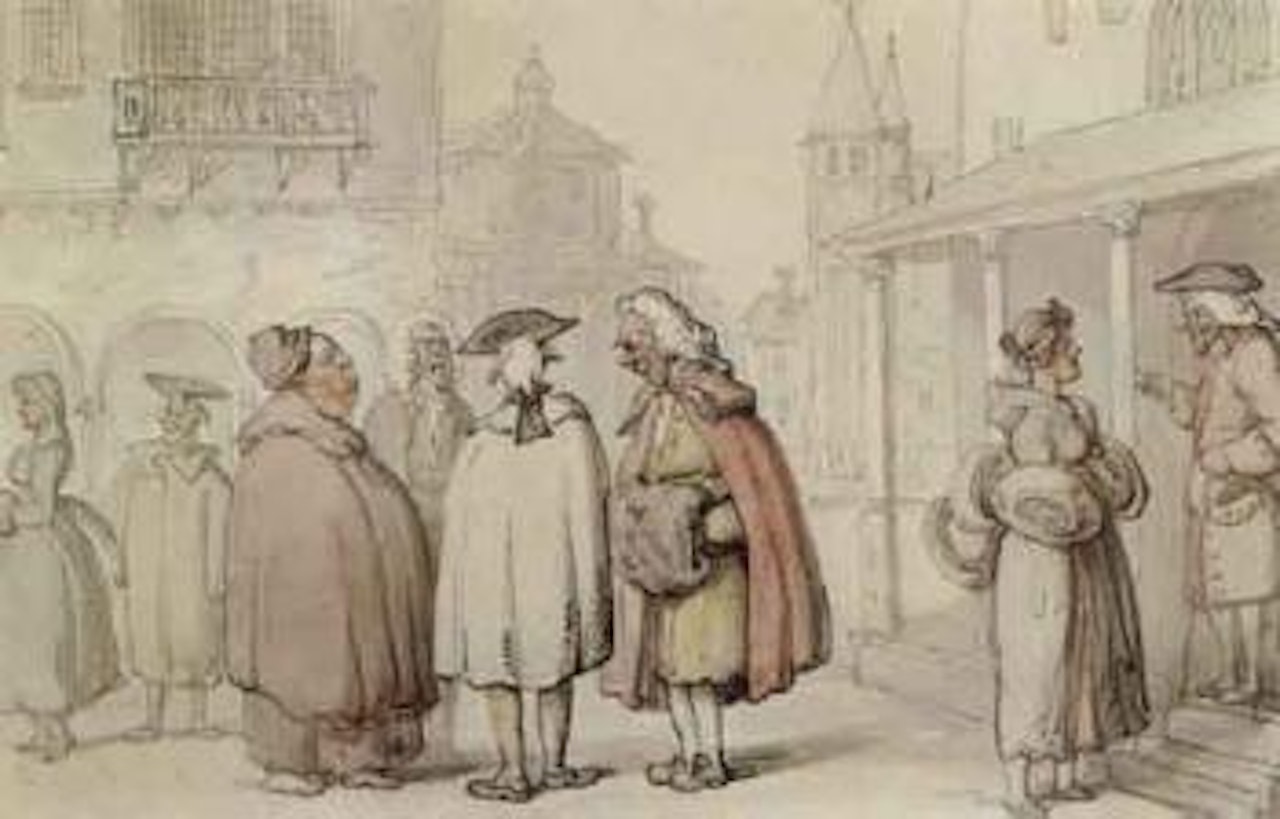 View of Oxford Muffs, scene at the colleges by Thomas Rowlandson