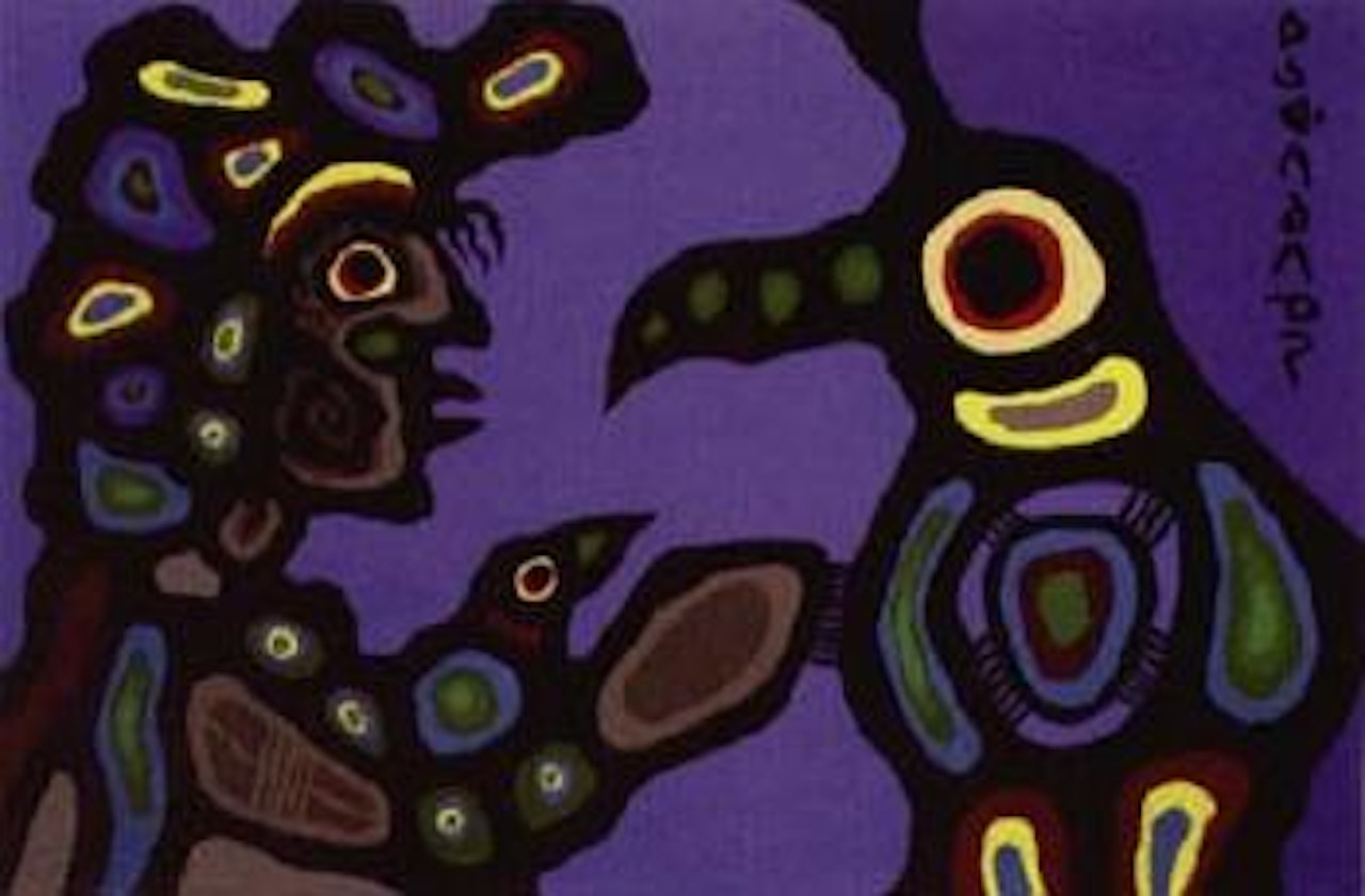 Shaman with vision of thunderbird by Norval Morrisseau