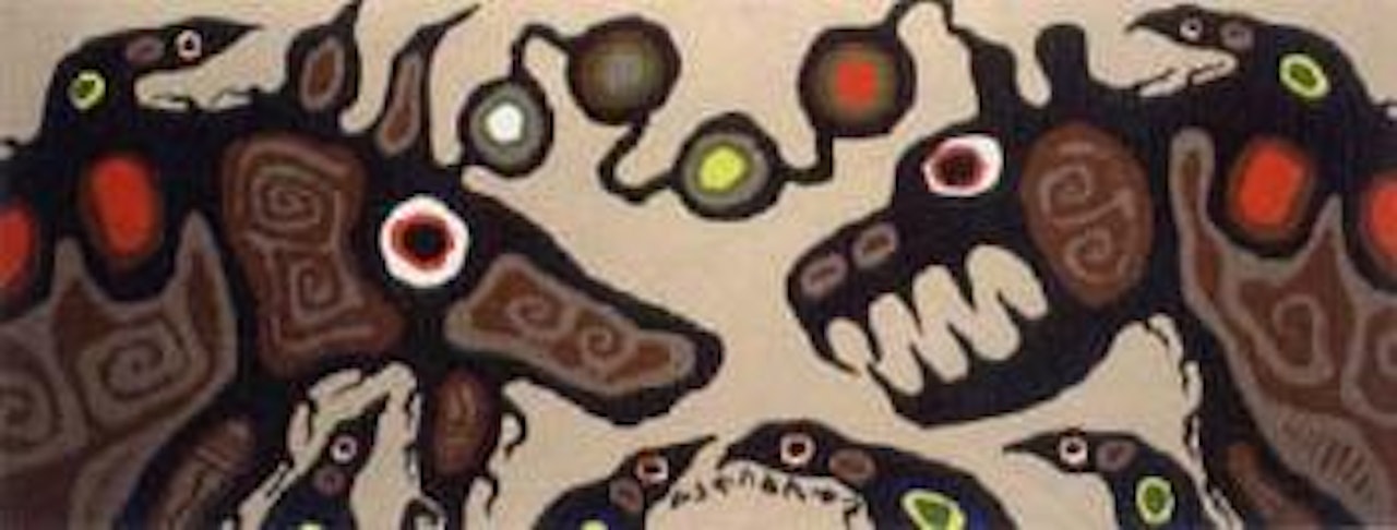 Shaman with young by Norval Morrisseau