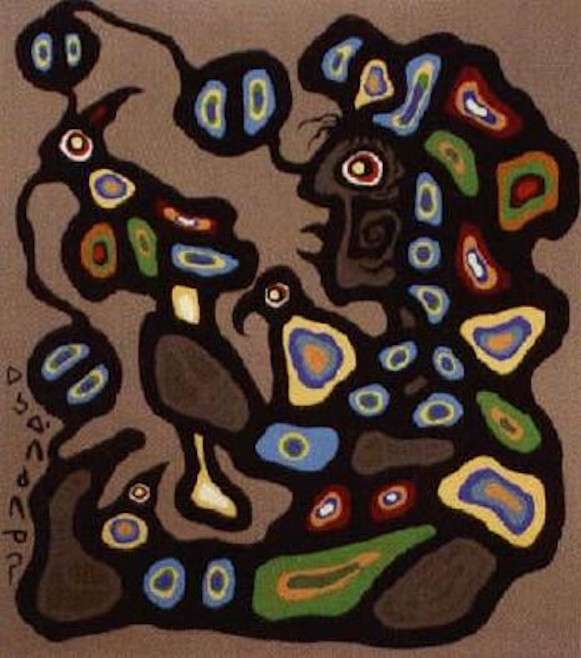 Shaman with young by Norval Morrisseau