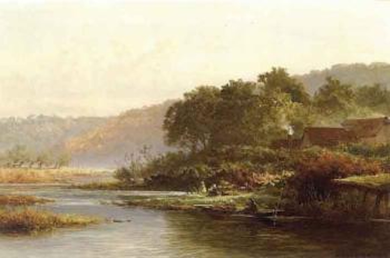 By the river bank by Benjamin Williams Leader