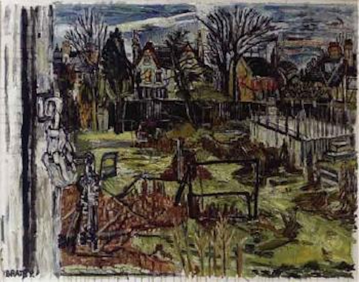 Hardy Road, garden and swimming pool by John Bratby