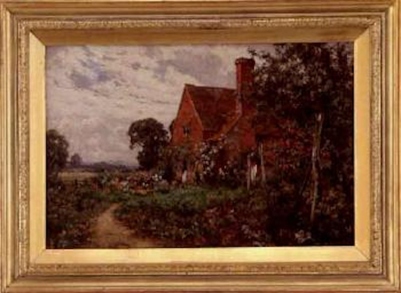 Flowering cottage by Edward Wilkins Waite