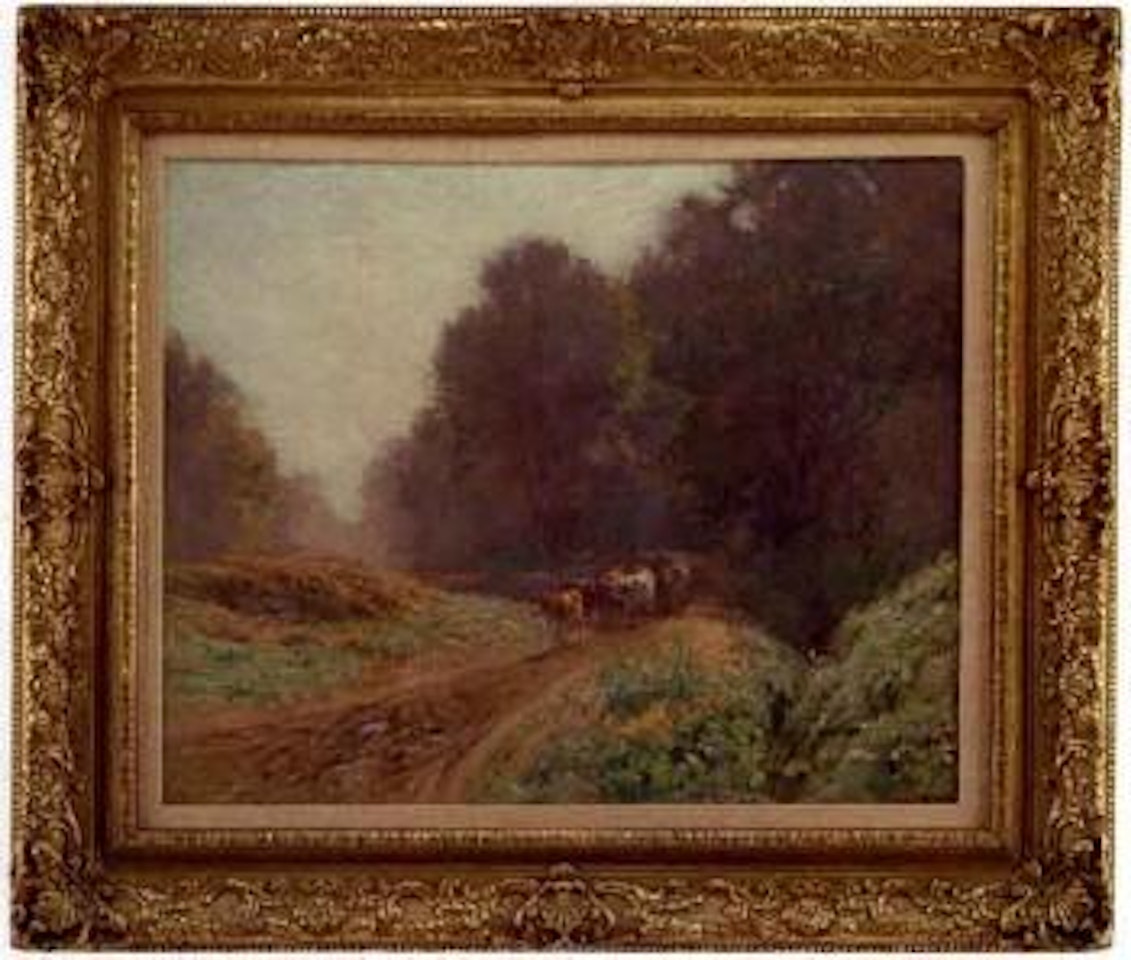 Way home, herd of cows on a path by Edward Henry Potthast