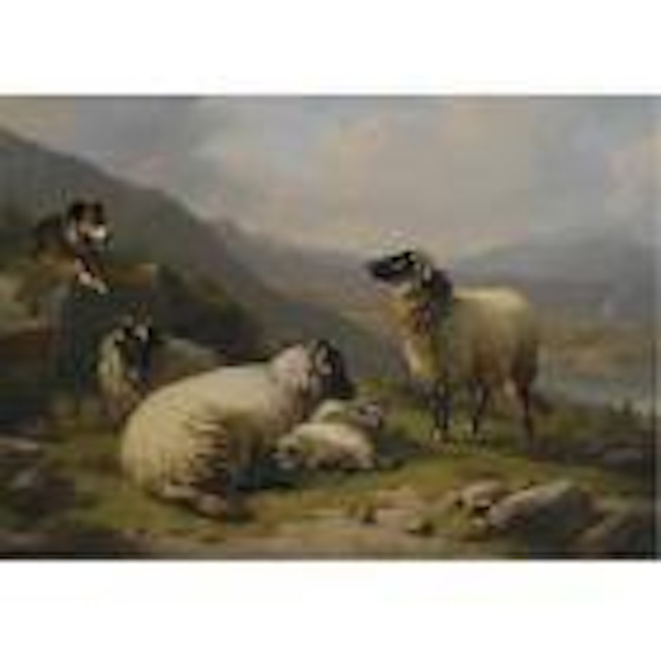 Sheep dog guarding his flock by Eugène Joseph Verboeckhoven