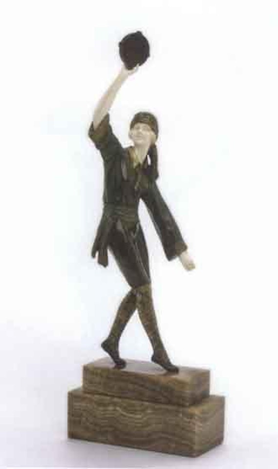 Neapolitan dancer holding a tambourine by Demetre Chiparus