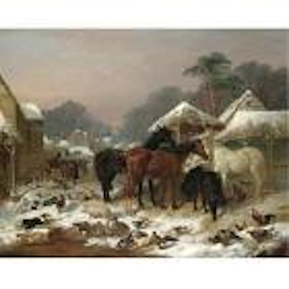 Farmyard in winter by John Frederick Herring