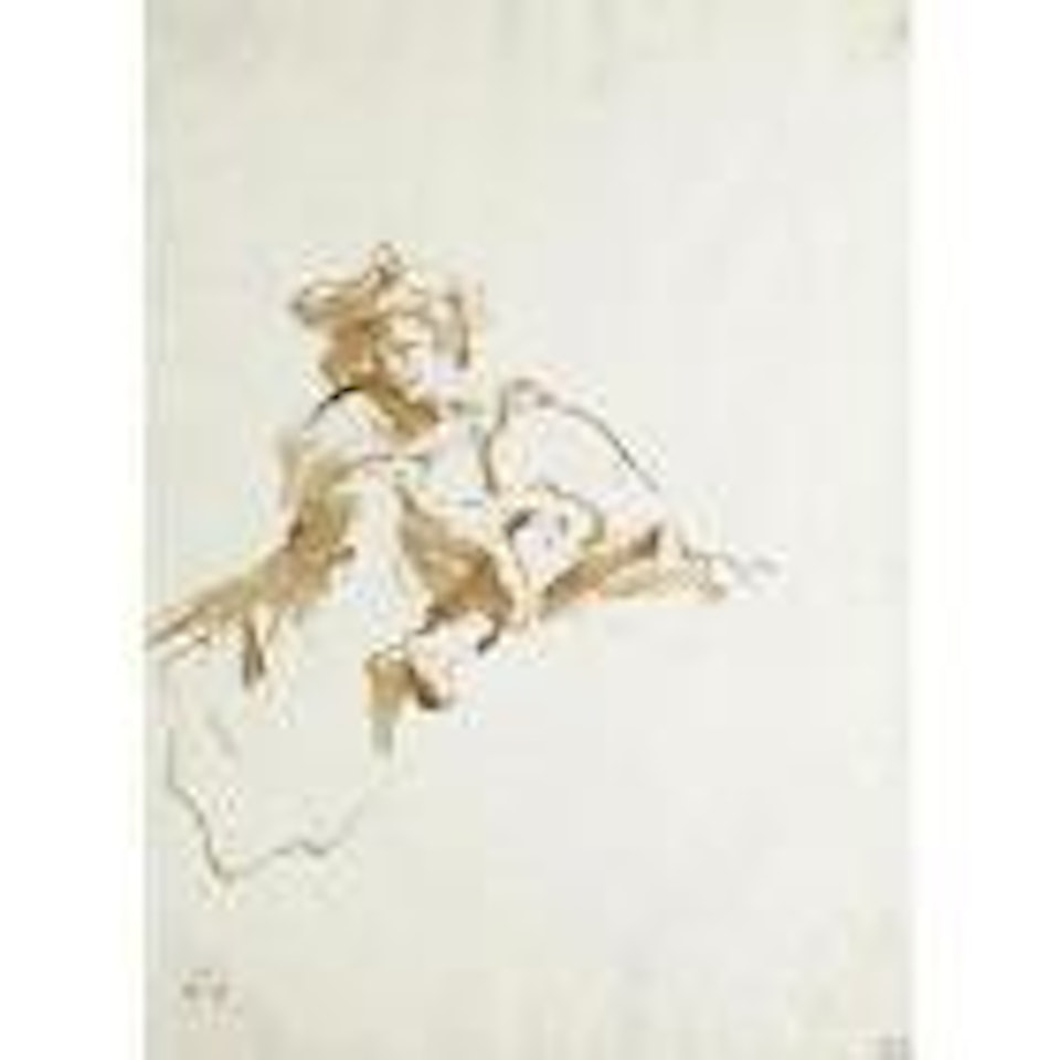 Seated figure seen from below, scarf tied around his head by Giovanni Battista Tiepolo